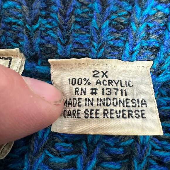 Ivy Club Mens Striped Sweater Big 2X Blue Black Crewneck Long Sleeve Knit - Picture 3 of 9